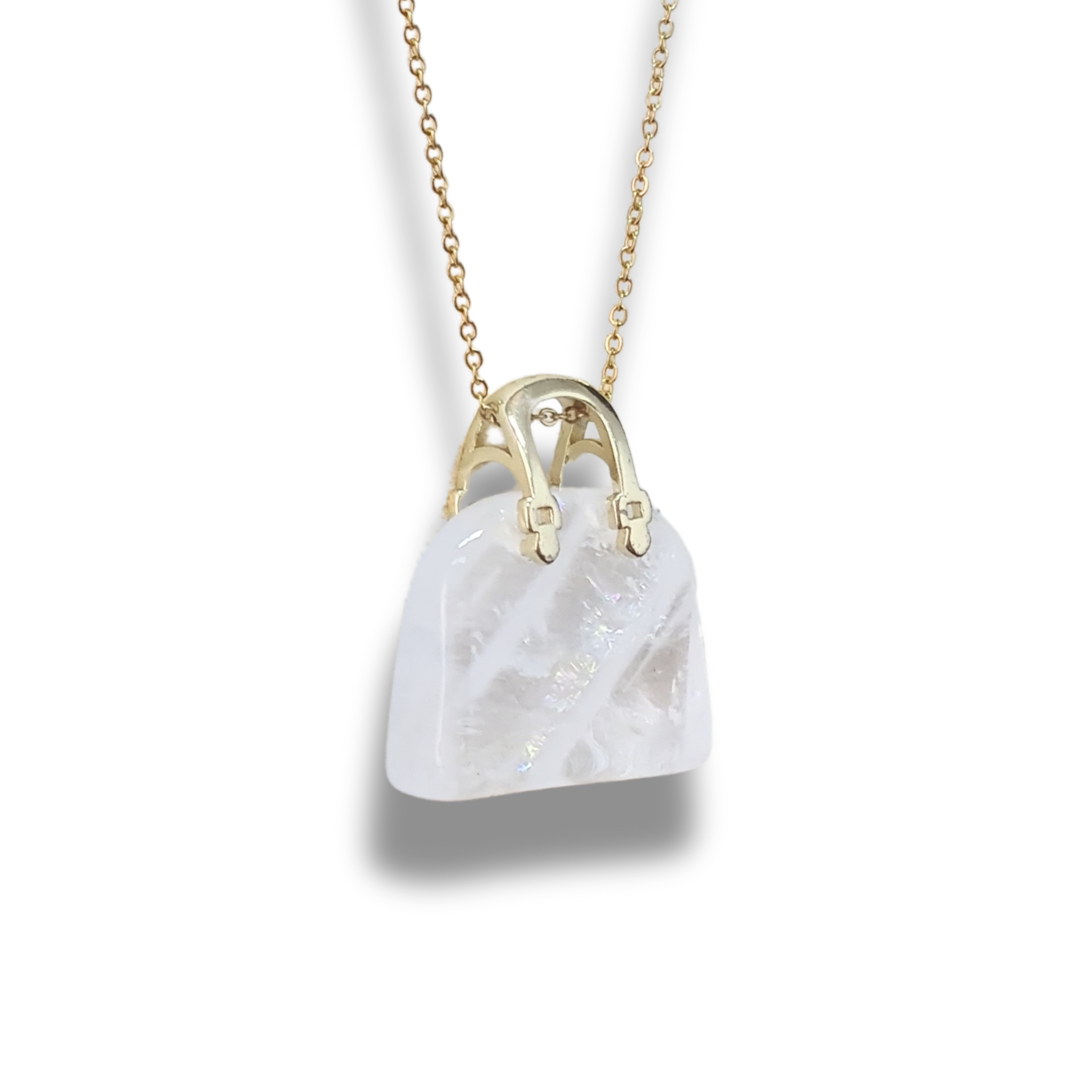 Pendentif Sac à main en Cristal de roche (PE1834-1) - ENAE Minéraux