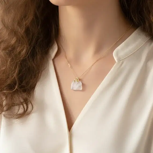 Pendentif Sac à main en Cristal de roche (PE1834 - 1)