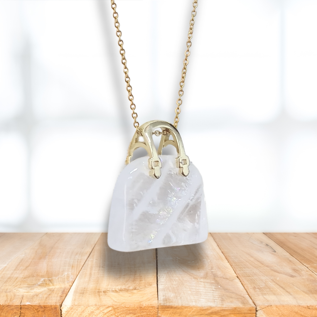 Pendentif Sac à main en Cristal de roche (PE1834-1) - ENAE Minéraux