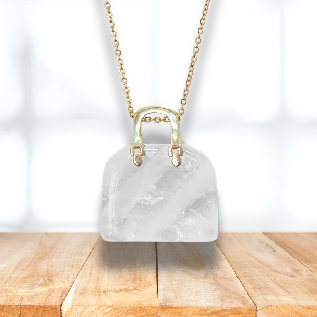 Pendentif Sac à main en Cristal de roche (PE1834-1) - ENAE Minéraux