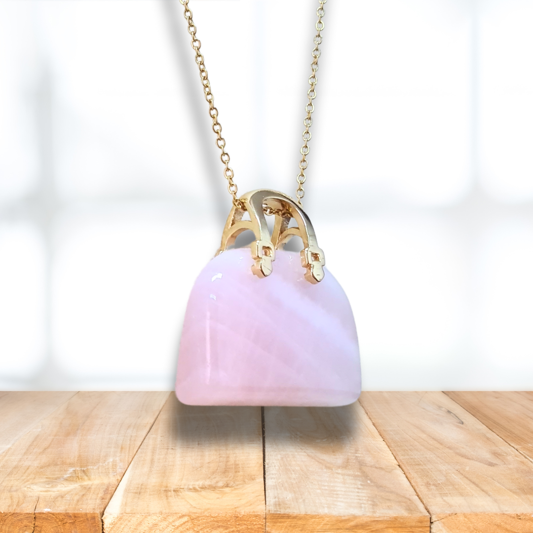 Pendentif Sac à main en Quartz rose (PE1835-2) - ENAE Minéraux