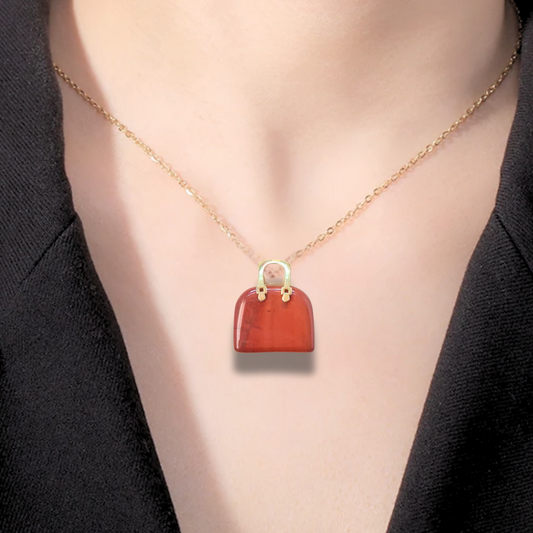 Pendentif Sac à main en Jaspe rouge (PE1836-1)