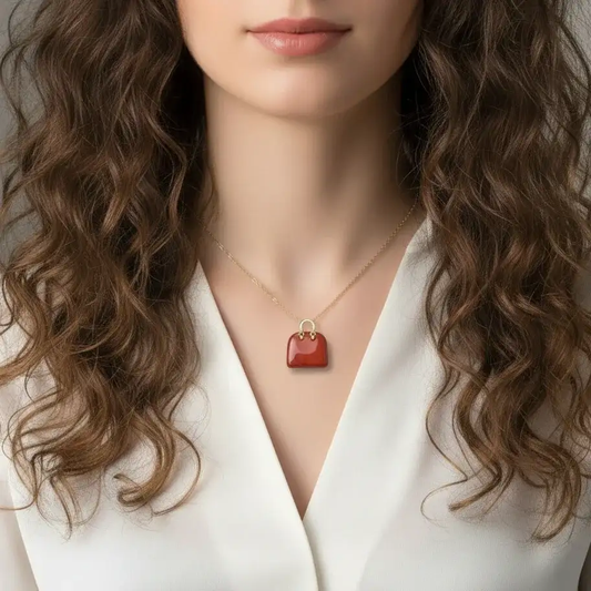 Pendentif Sac à main en Jaspe rouge (PE1836 - 1)