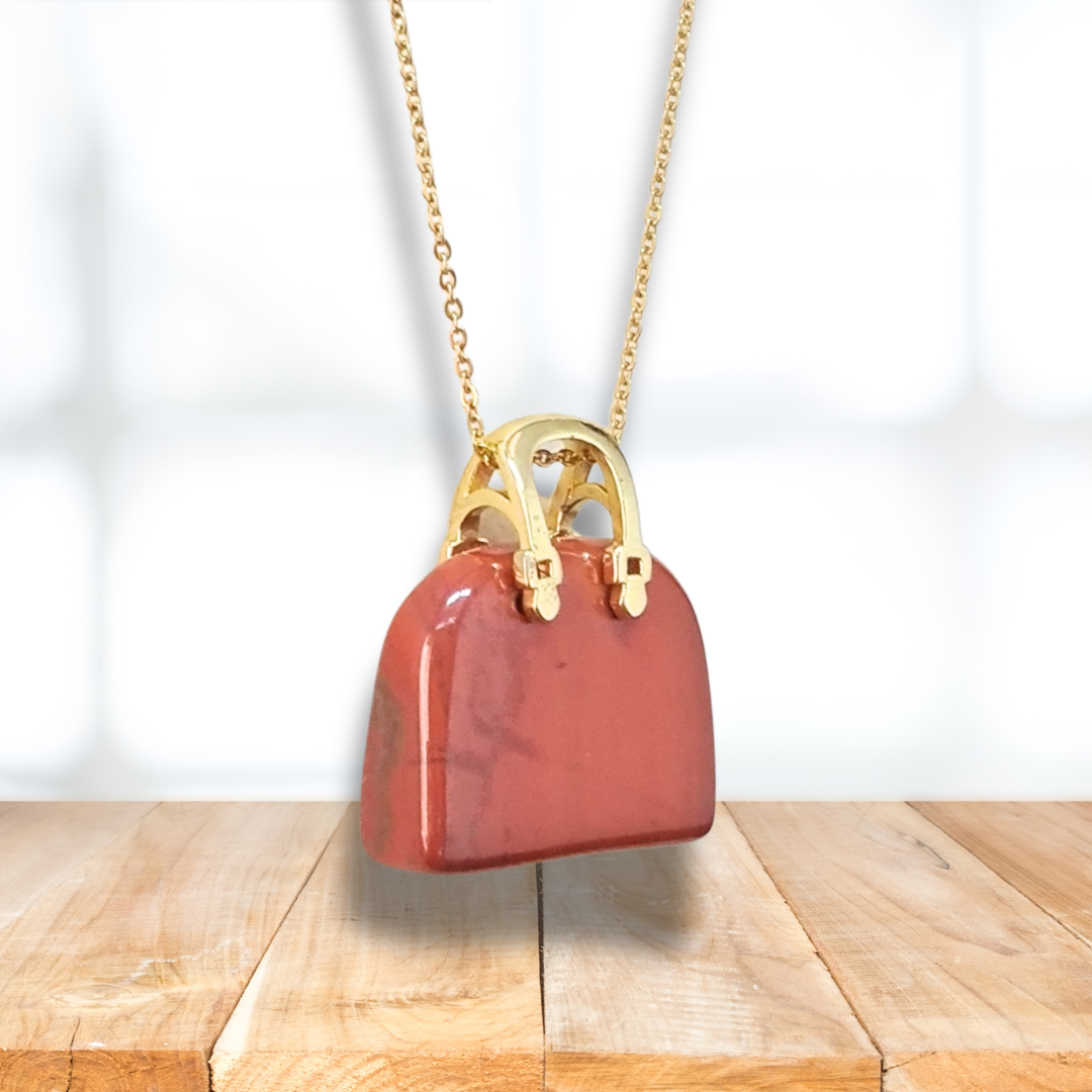 Pendentif Sac à main en Jaspe rouge (PE1836-1) - ENAE Minéraux