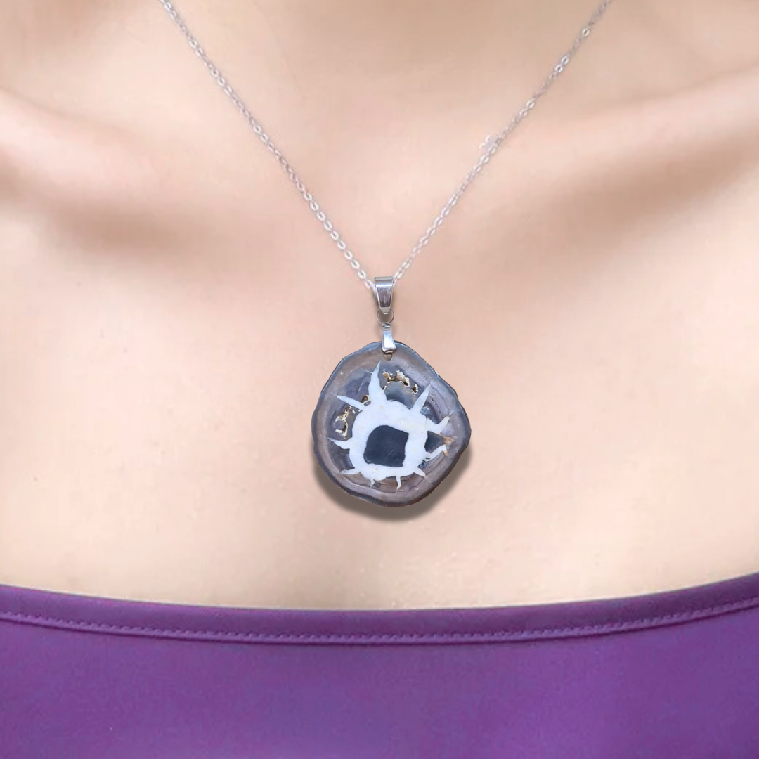 Pendentif en Septaria dos brut (PE1329) - ENAE Minéraux