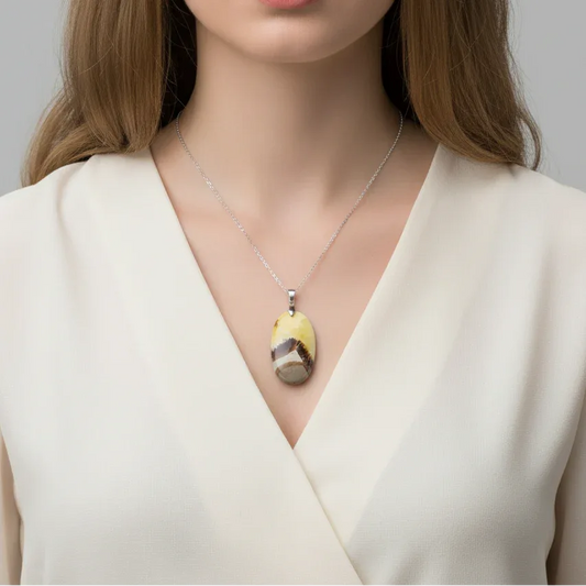 Pendentif en Septaria et Calcite jaune (PE2018)