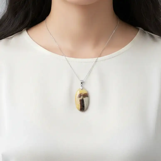Pendentif en Septaria et Calcite jaune (PE2016)