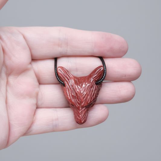Pendentif Tête de loup en Jaspe Mookaïte (PE1100-11)