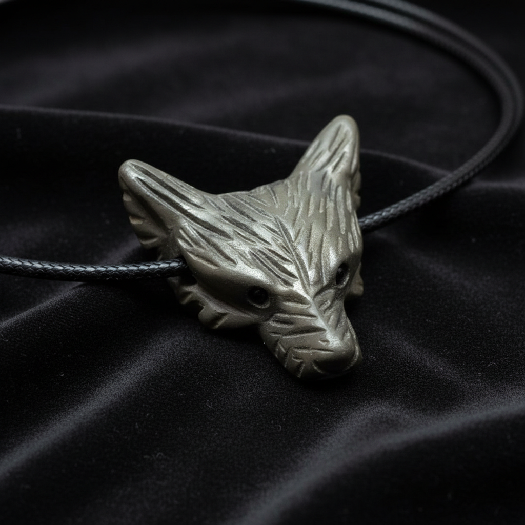 Pendentif Tête de loup en Pyrite (PE1100-10)