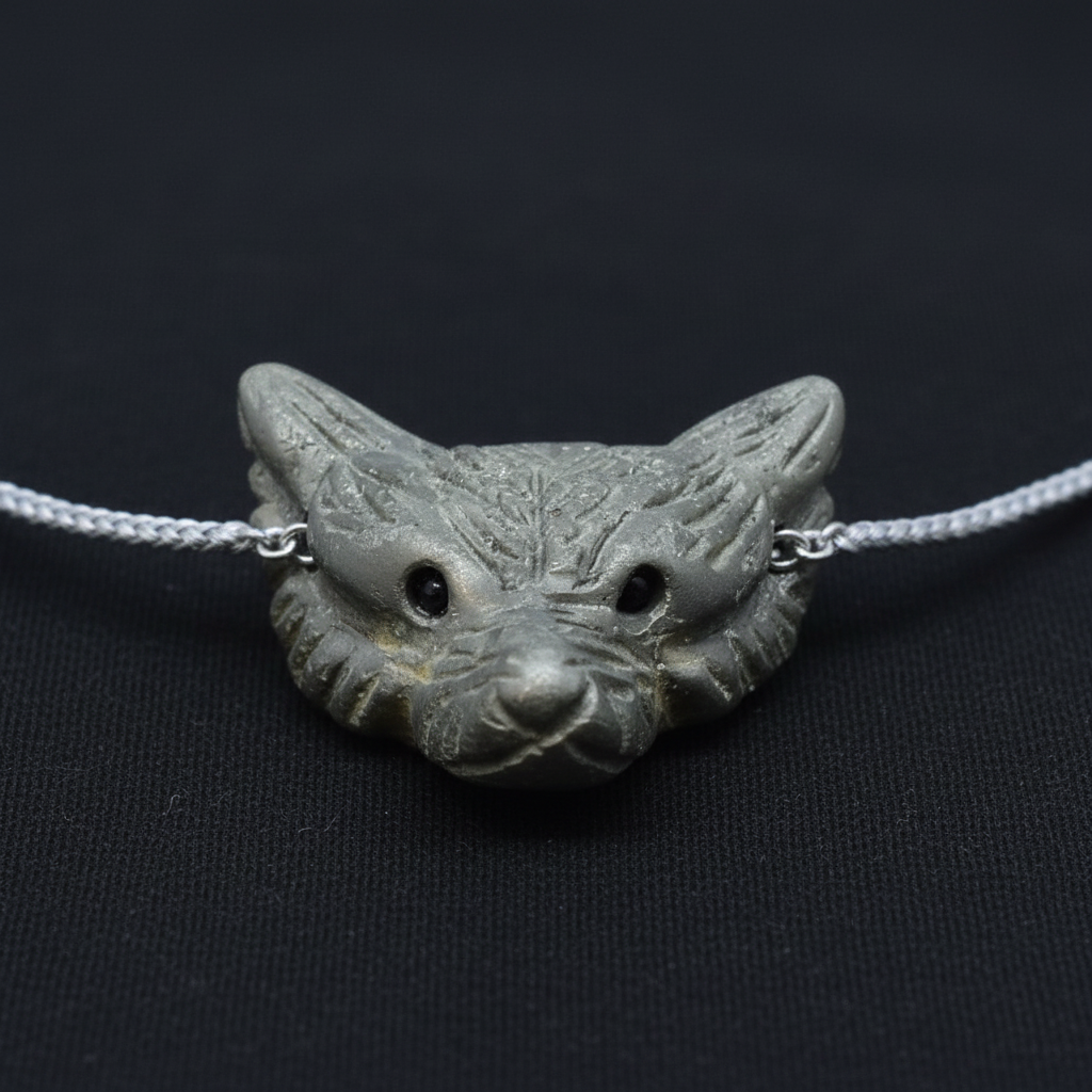 Pendentif Tête de loup en Pyrite (PE1100-9)