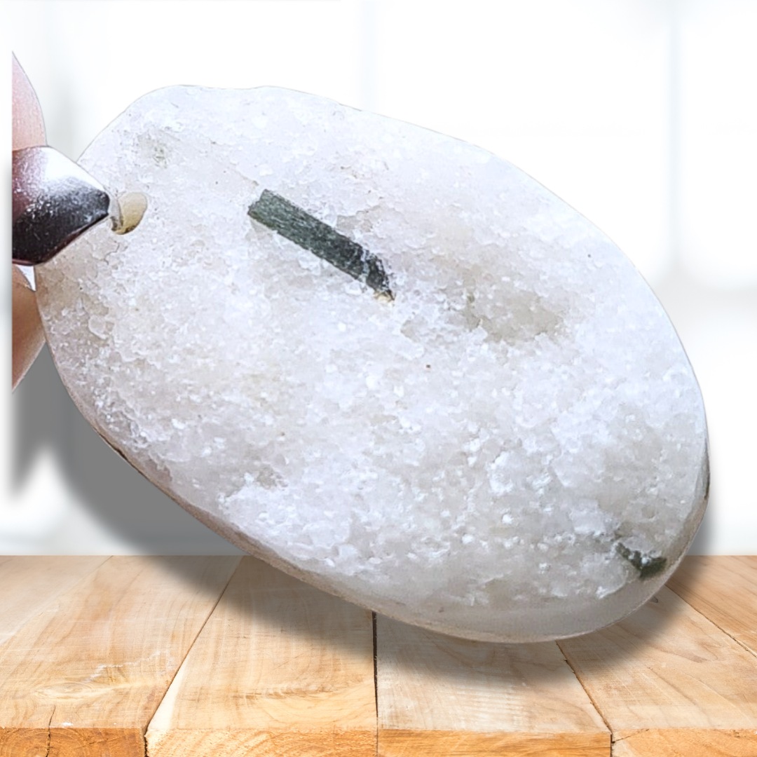 Pendentif en Tourmaline verte et Quartz face brute (PE1844-2) - ENAE Minéraux