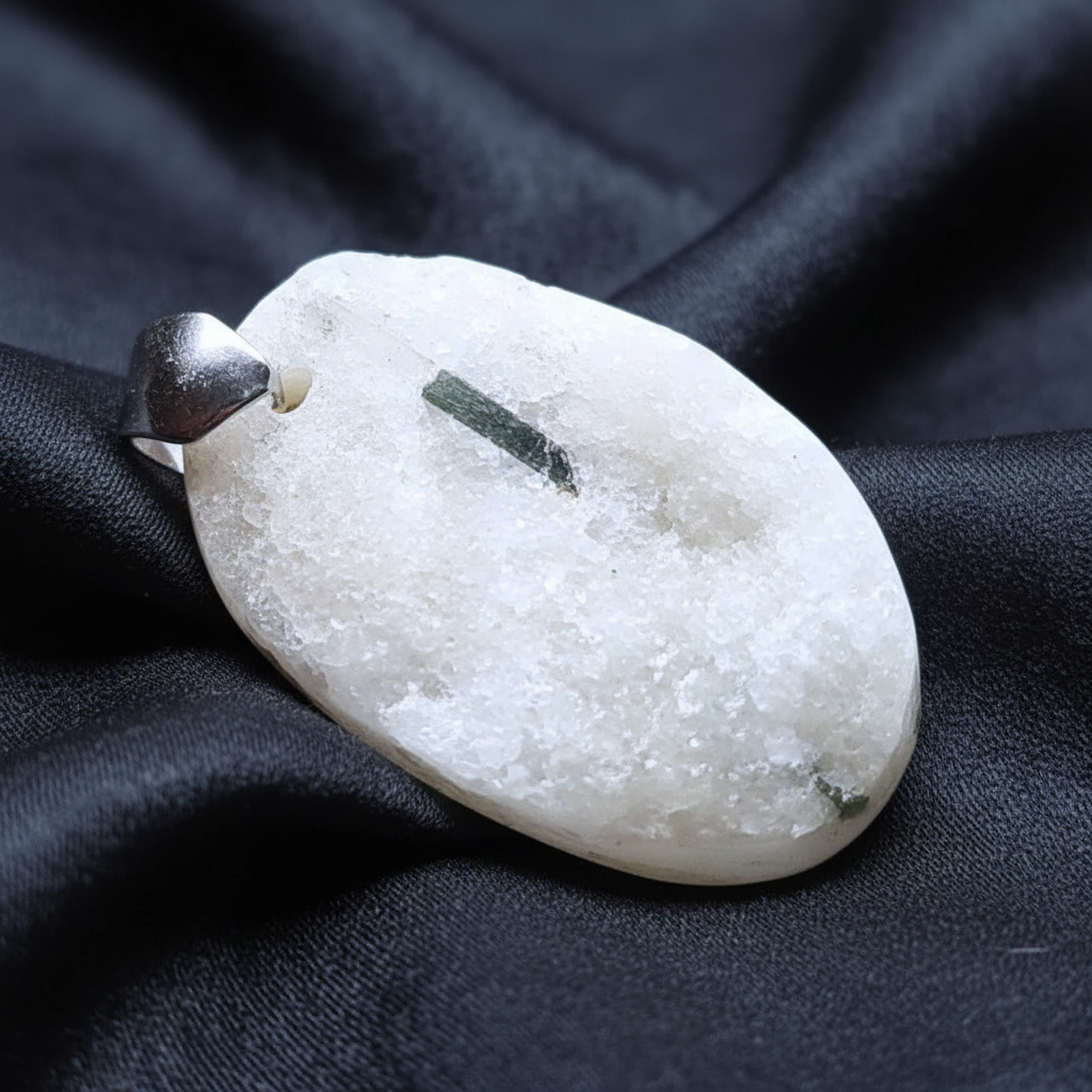 Pendentif en Tourmaline verte et Quartz face brute (PE1844-2)