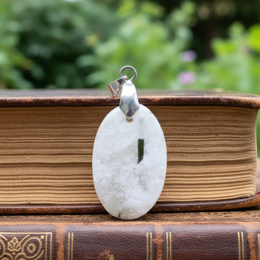 Pendentif en Tourmaline verte et Quartz face brute (PE1844-2)