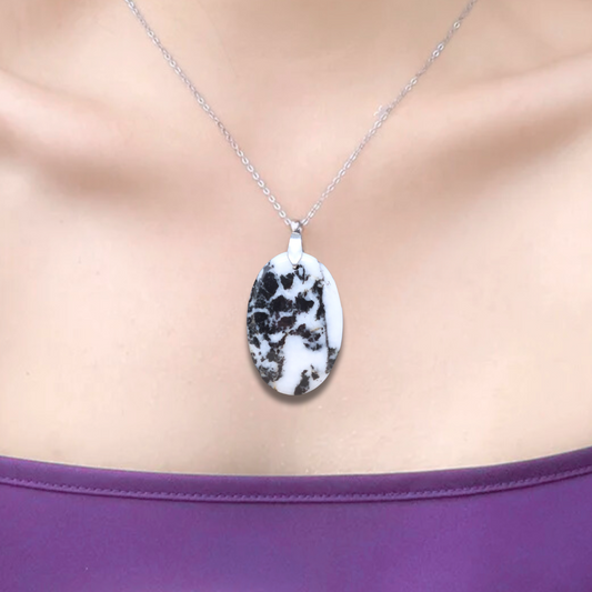 Pendentif en Albite et Tourmaline noire (PE1211)