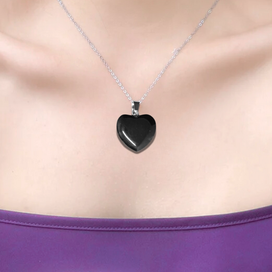 Pendentif cœur en Obsidienne noire (PE1986)