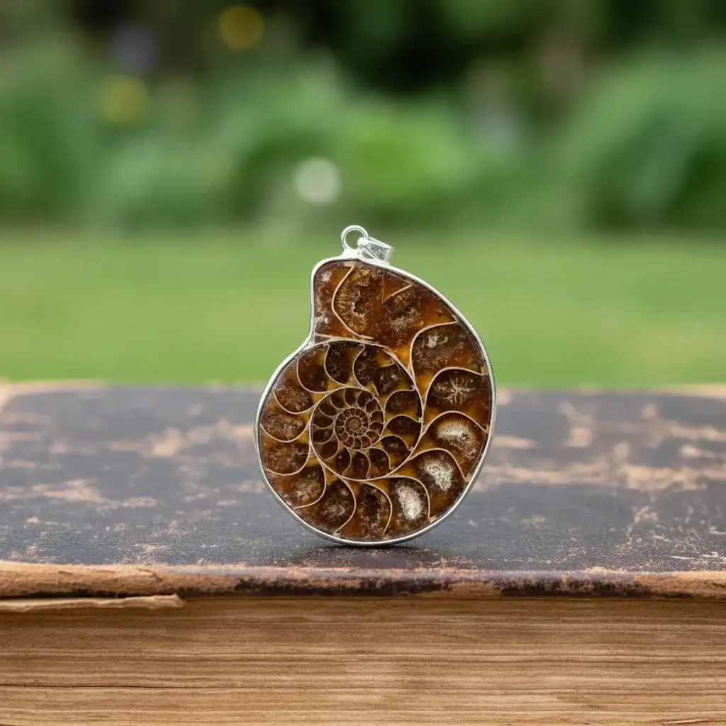 Pendentif serti en Ammonite dos brut (PE1828 - 1)