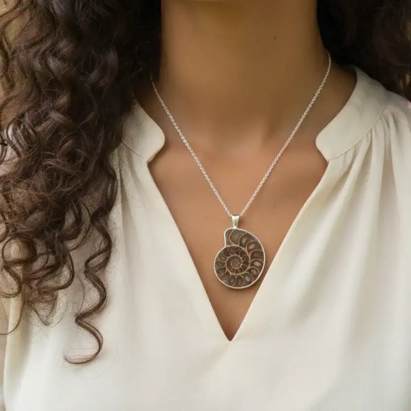 Pendentif serti en Ammonite dos brut (PE1828 - 1)