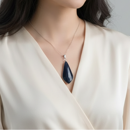 Pendentif serti en Obsidienne Manta Huichol (PE1880)