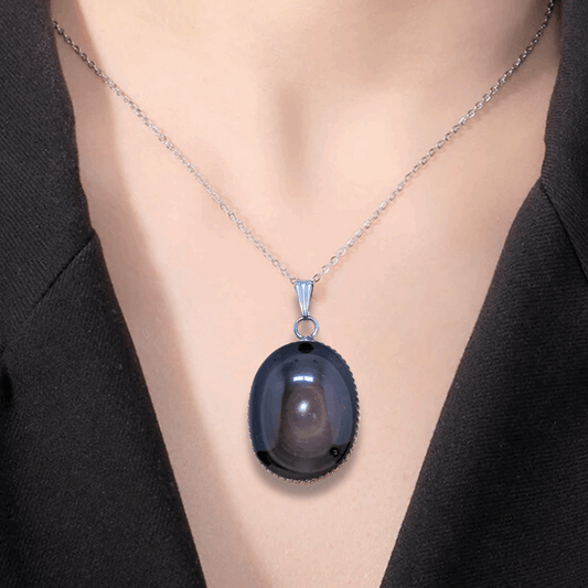 Pendentif serti en Obsidienne Œil Céleste (PE1862) - ENAE Minéraux