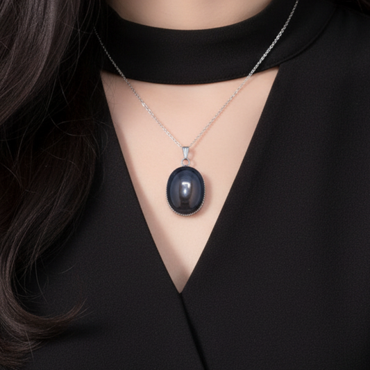 Pendentif serti en Obsidienne Œil Céleste (PE1862)