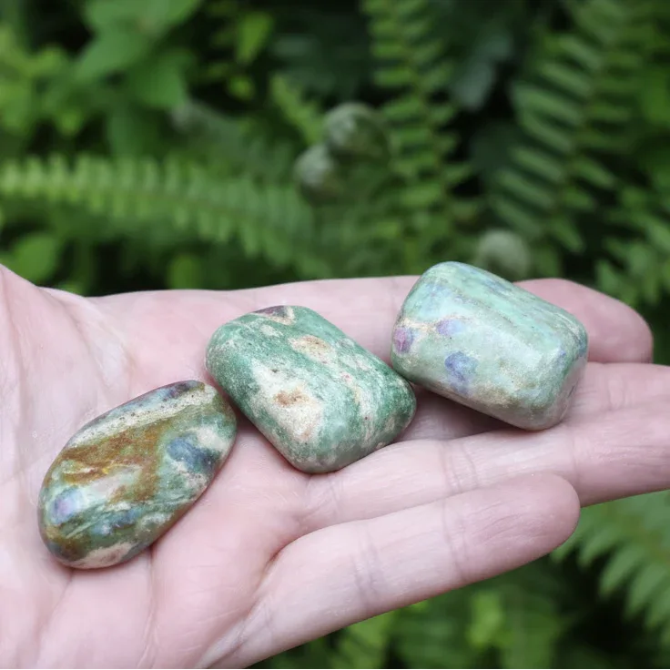 Rubis sur Fuchsite - Pierre roulée (PRGFL439)