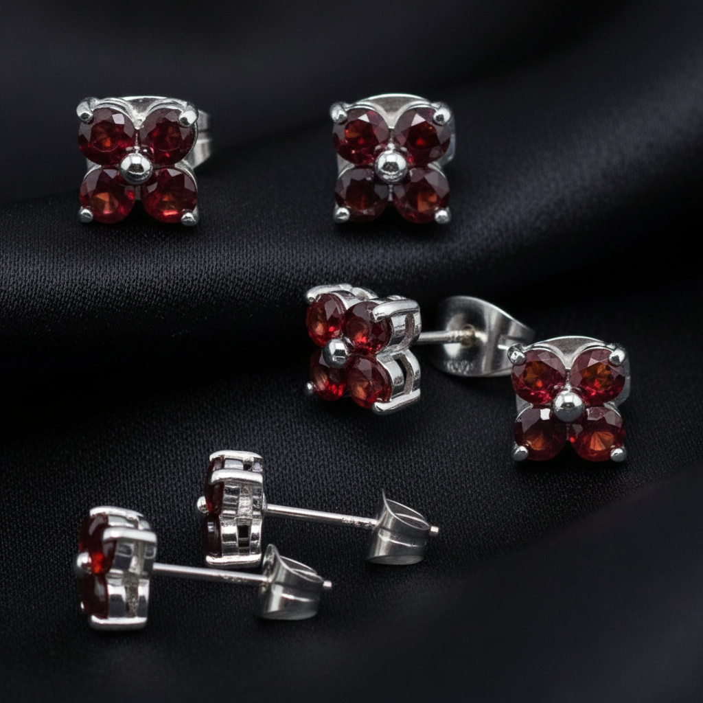 Puces d'oreilles en Grenat (BO195)