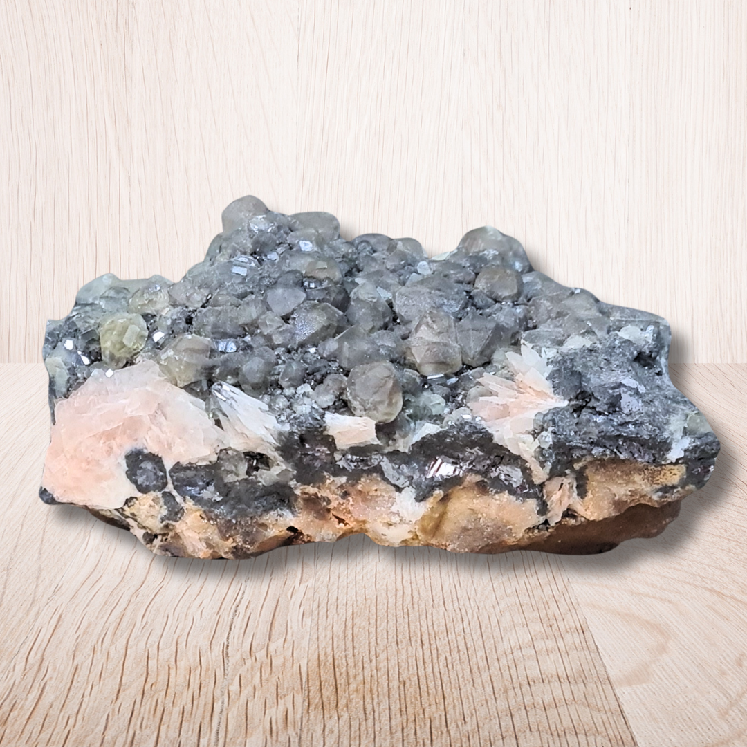 Quartz, Cérusite, Baryte rose et Galène brut 219g (MB545) - ENAE Minéraux