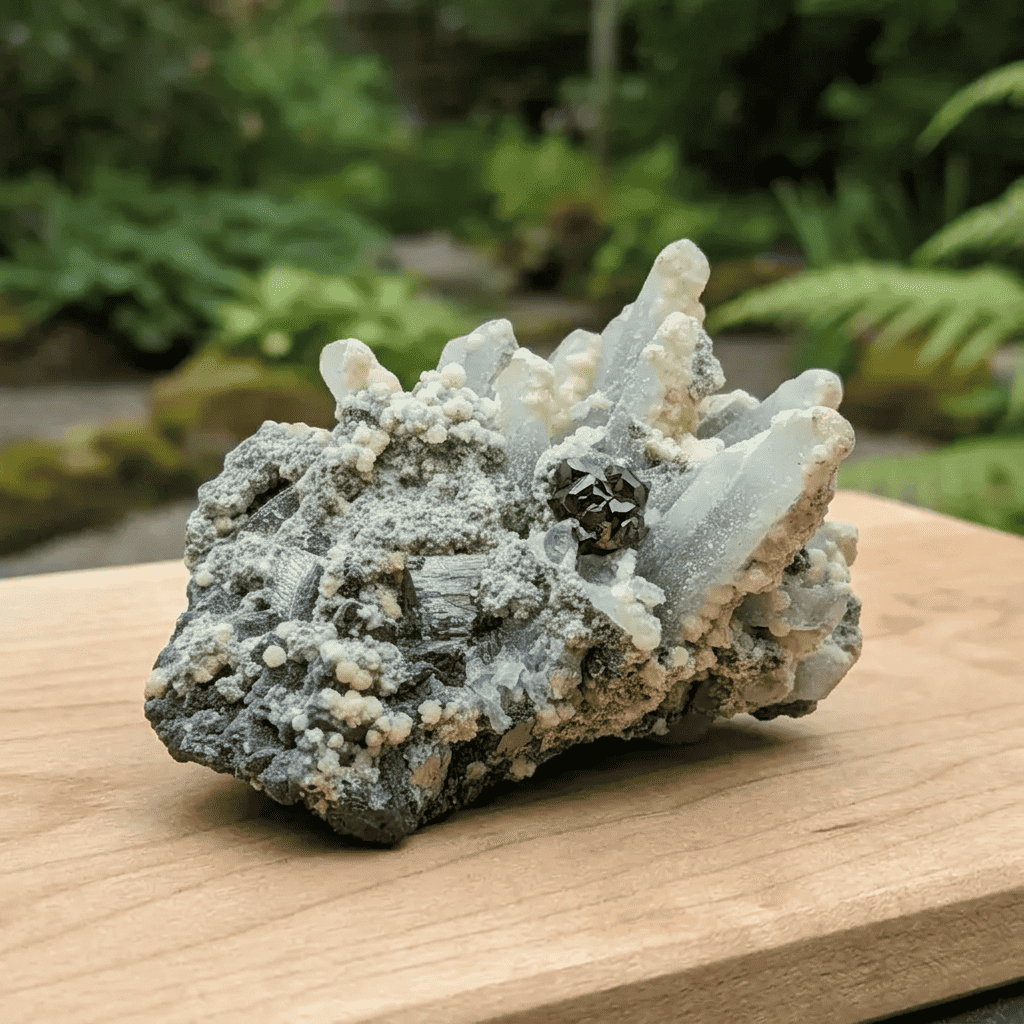 Quartz avec Dolomite, Chlorite, Galène et Sphalérite brut 61g (MB414)
