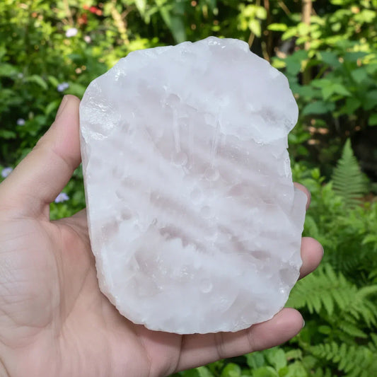 Quartz rose brut, poli et gravé 529g (MB538-1)