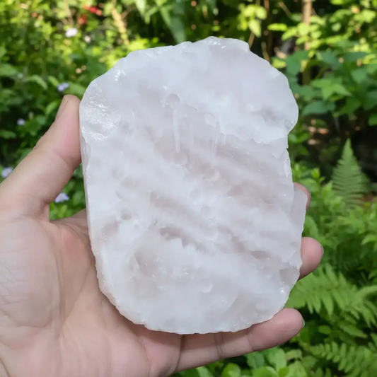 Quartz rose brut, poli et gravé 529g (MB538 - 1)