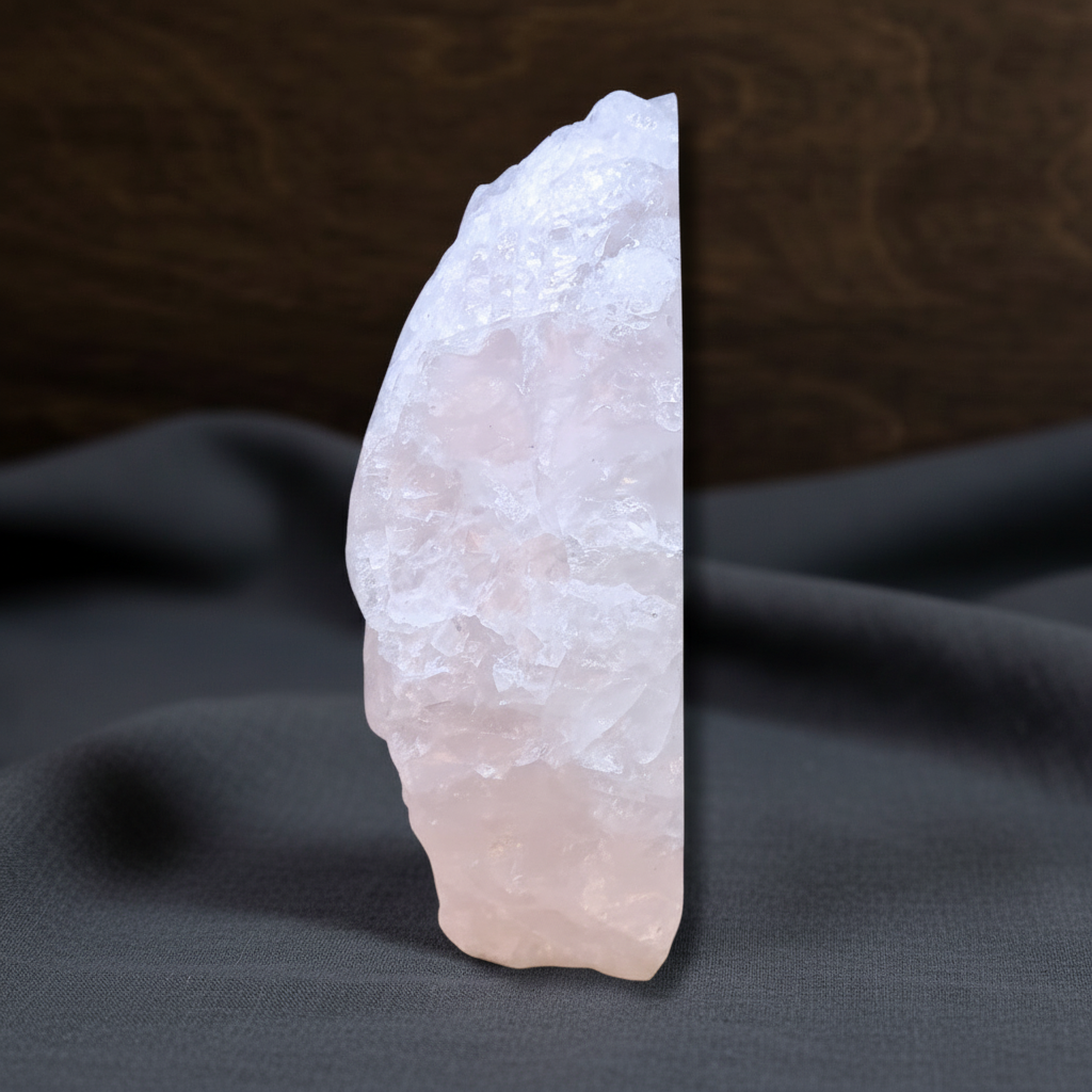 Quartz rose brut, poli et gravé 529g (MB538-1)