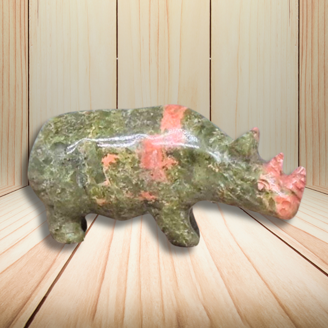 Rhinocéros en Unakite 29g (PRGFL645) - ENAE Minéraux