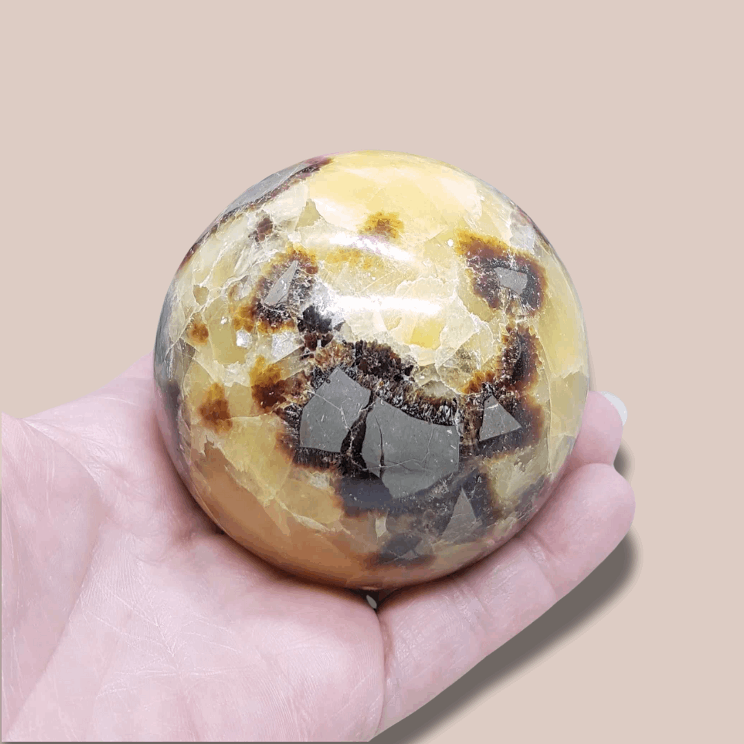 Sphère en Septaria et Calcite jaune (PRGFL372-3)