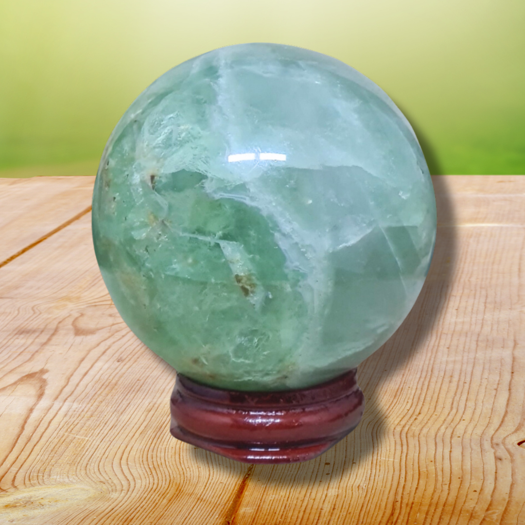 Sphère en Fluorite verte 365g (PRGFL168-2) - ENAE Minéraux