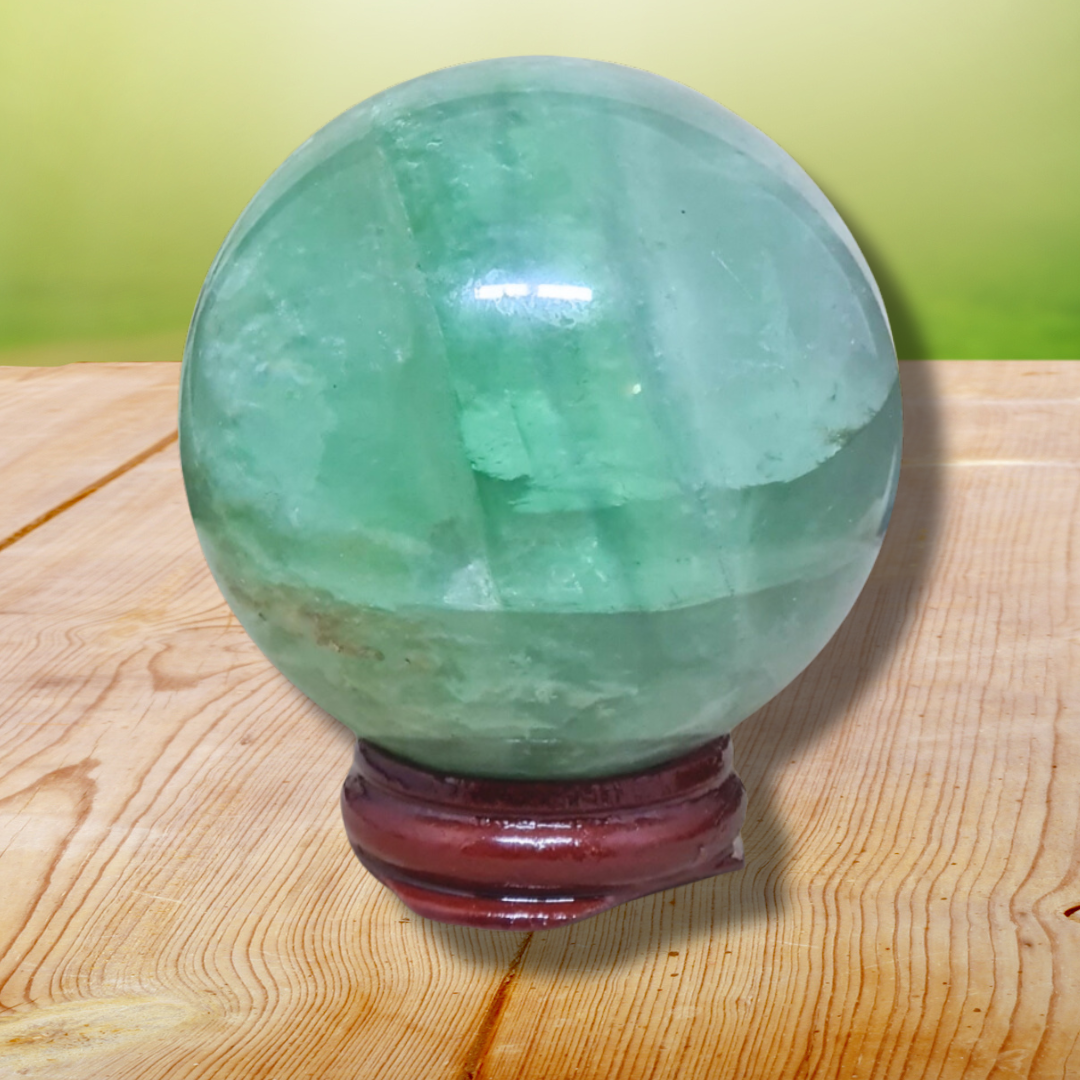 Sphère en Fluorite verte 365g (PRGFL168-2) - ENAE Minéraux