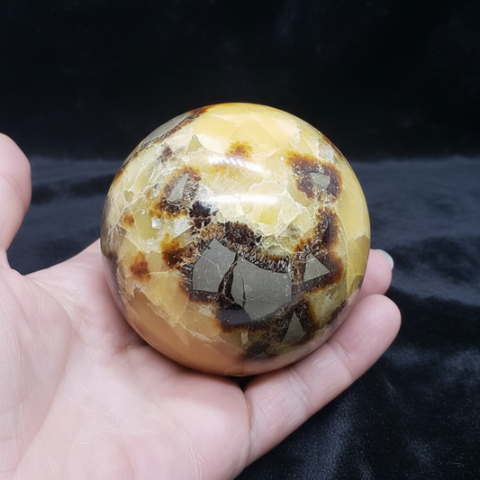 Sphère en Septaria et Calcite jaune 469g (PRGFL372-3)