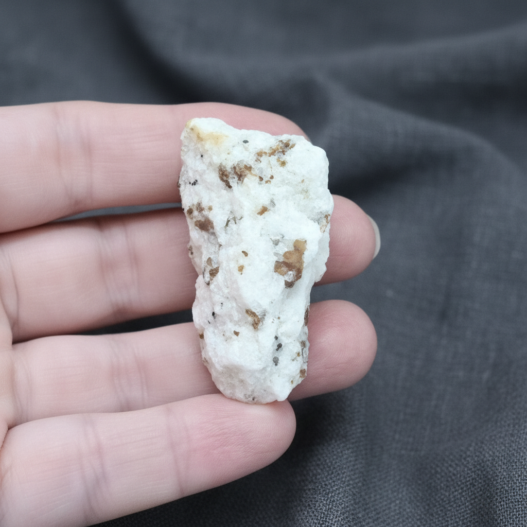 Spinelle noir et Clinohumite sur Calcite brute 34g (MB378-2)