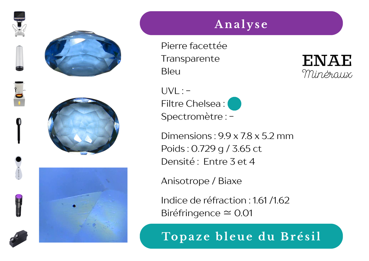 Topaze bleue gemme facettée (PGF744) - ENAE Minéraux