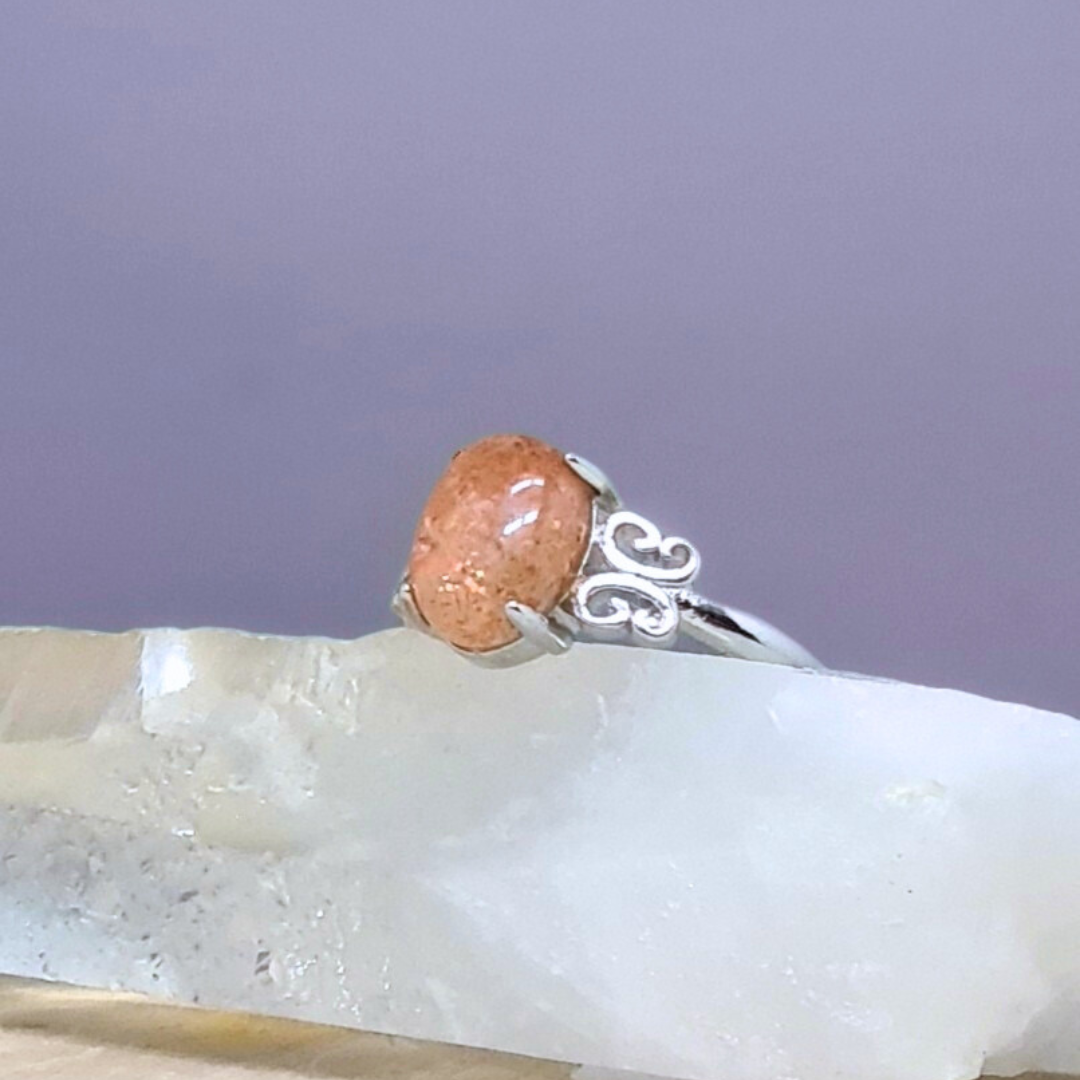 Bague réglable en Pierre de Soleil (BAG62-5)