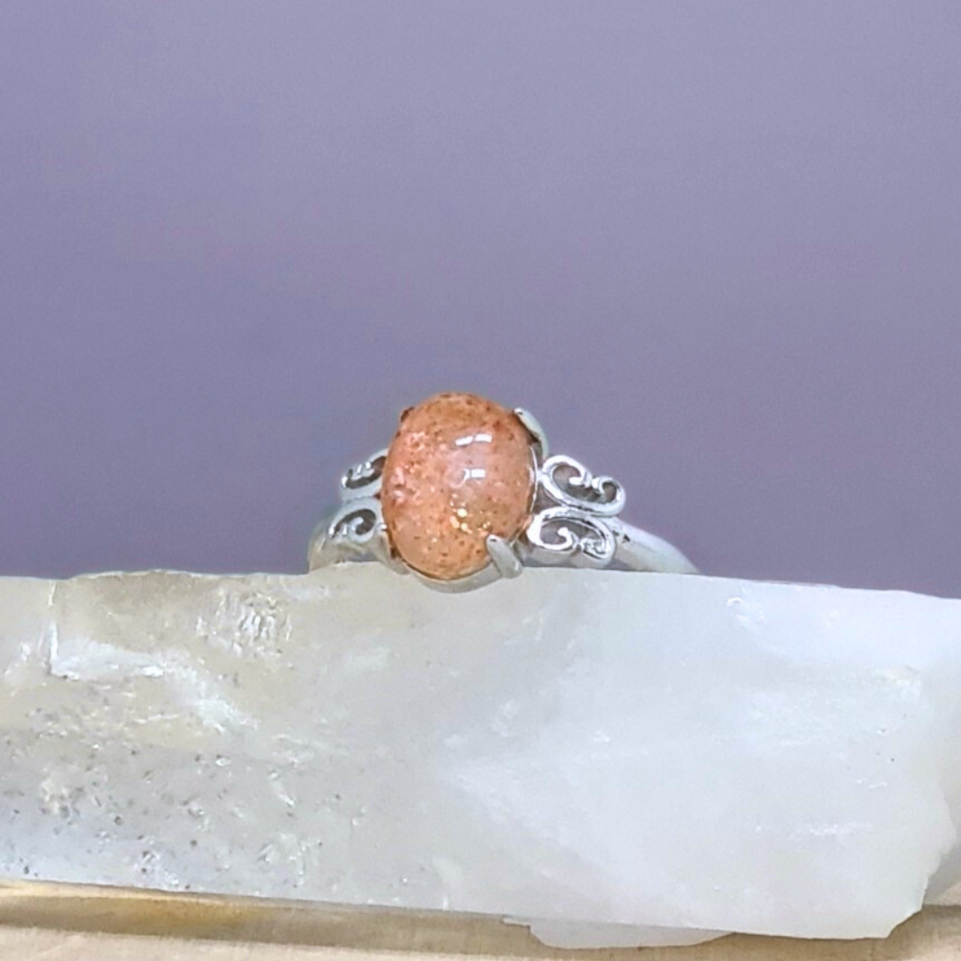 Bague réglable en Pierre de Soleil (BAG62-5)