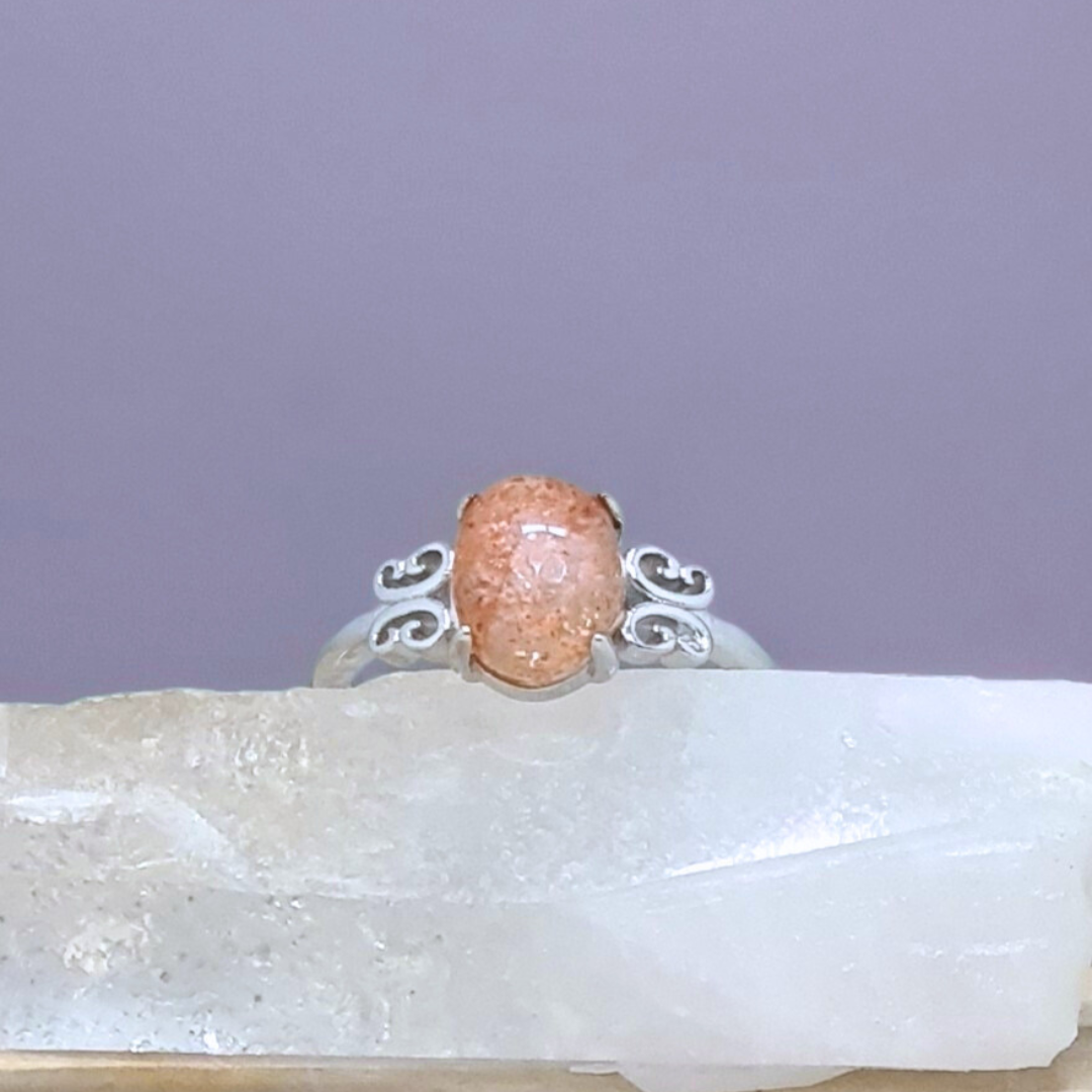 Bague réglable en Pierre de Soleil (BAG62-5)