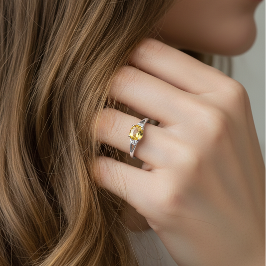 Bague réglable en Citrine et Argent (BAG79) - ENAE Minéraux