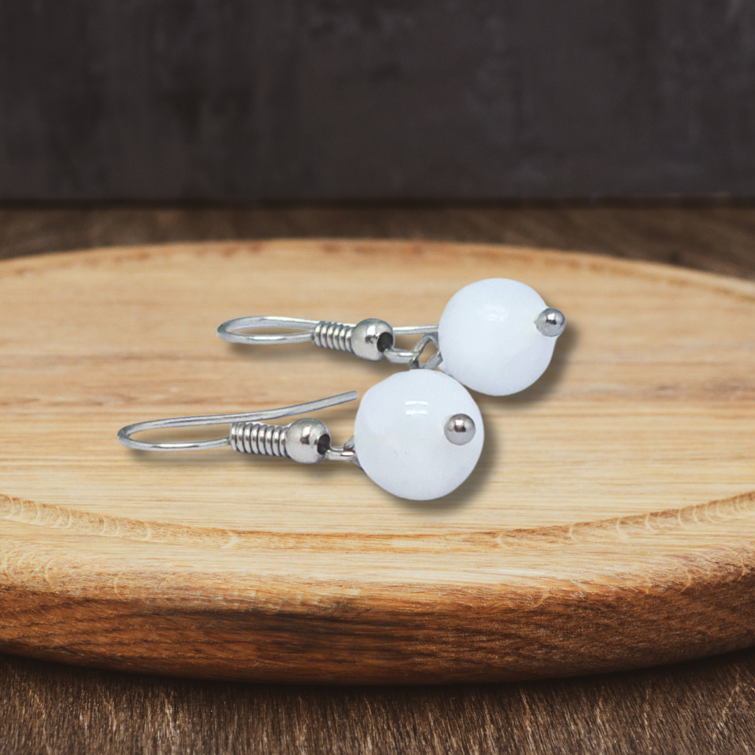 Boucles d'Oreilles en Célestine blanche (BO235) - ENAE Minéraux