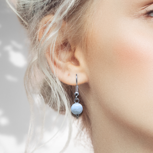 Boucles d'Oreilles en Célestine bleue (BO234)