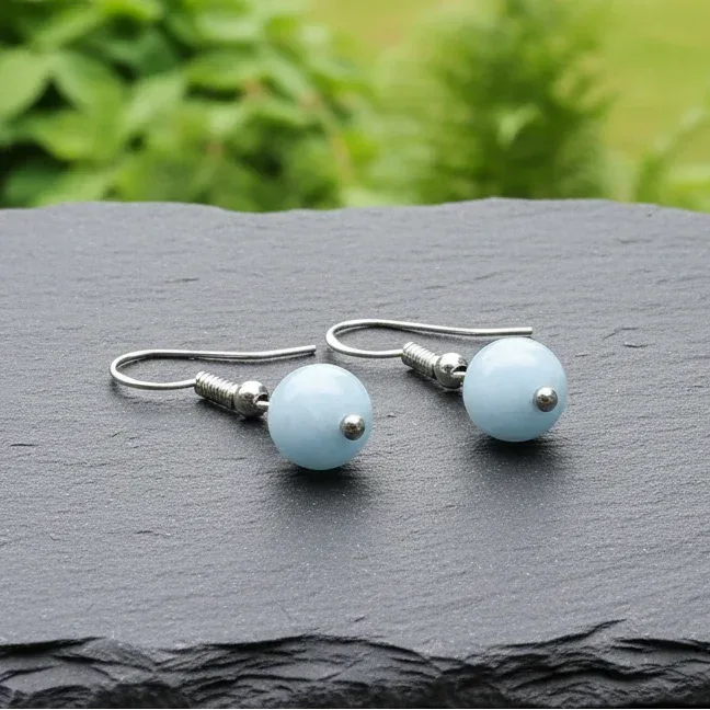 Boucles d'Oreilles en Célestine bleue (BO234)