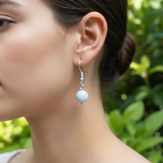 Boucles d'Oreilles en Célestine bleue (BO234)