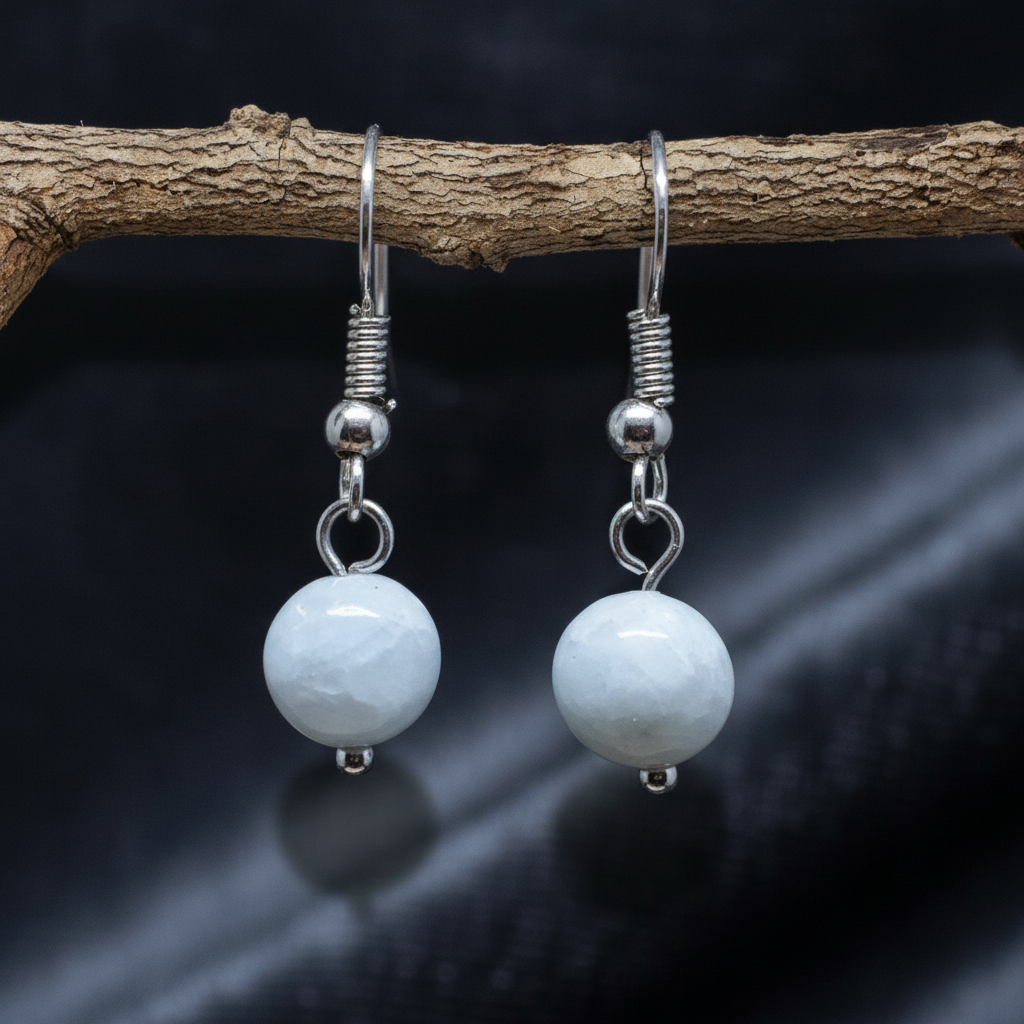 Boucles d'Oreilles en Célestine bleue (BO234)