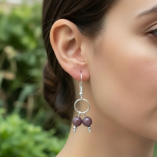 Boucles d'oreilles en Lépidolite (BO236)