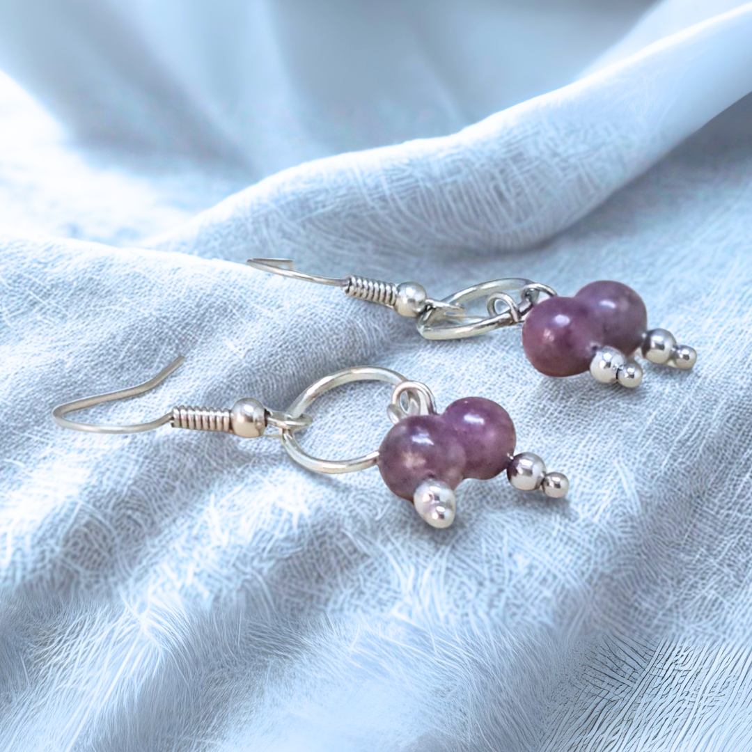 Boucles d'oreilles en Lépidolite (BO236)