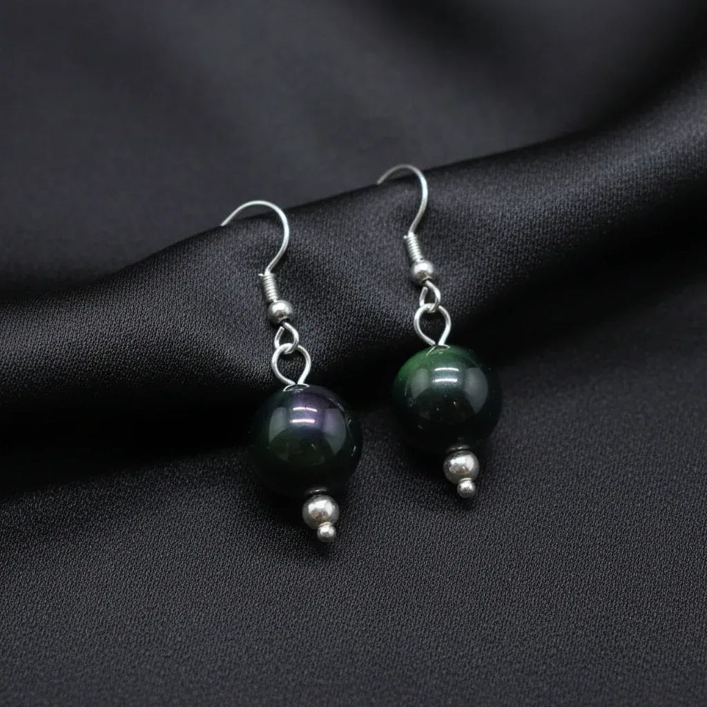 Boucles d'oreilles en Obsidienne Œil Céleste (BO238)